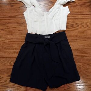 Navy tie high waisted H&M shorts